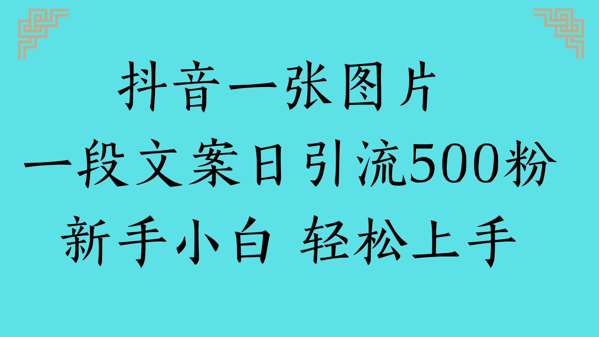 抖音一张图片 一段文案日引流500粉新手小白 轻松上手网创吧-网创项目资源站-副业项目-创业项目-搞钱项目念念云网创