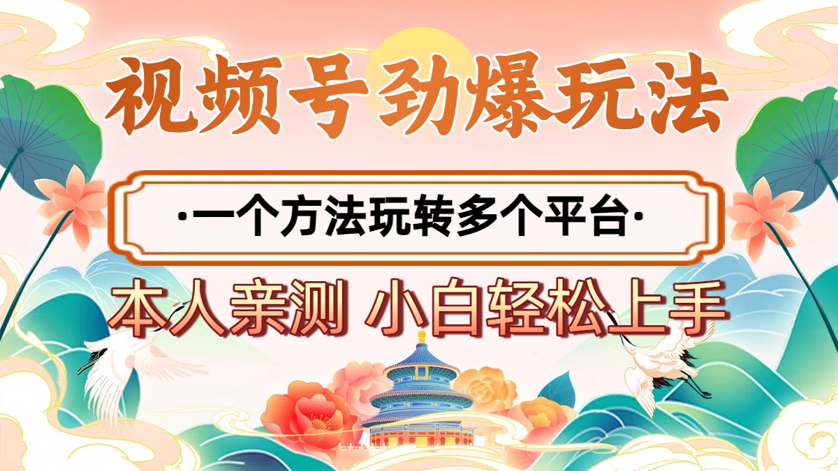 2025年视频号劲爆玩法，一个方法玩转多个平台 小白也能轻松上手网创吧-网创项目资源站-副业项目-创业项目-搞钱项目念念云网创